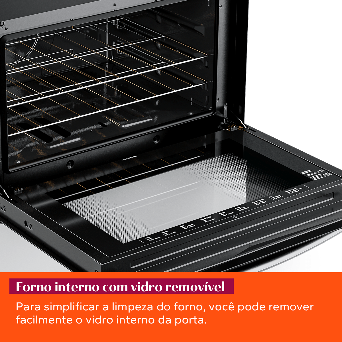 Imagem principal do módulo de diferenciais: Forno Interno Com Vidro Removível