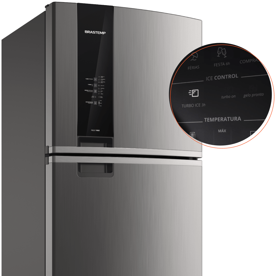 Geladeira Brastemp Frost Free com Turbo Control.