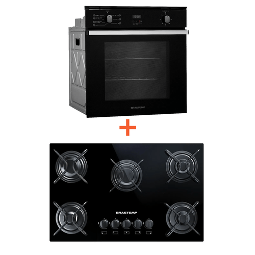 Combo Cooktop 5 bocas Brastemp + Forno de embutir elétrico Brastemp 84 litros (BDD75AE + BOC84AE) BDD7_BOC8_CJ