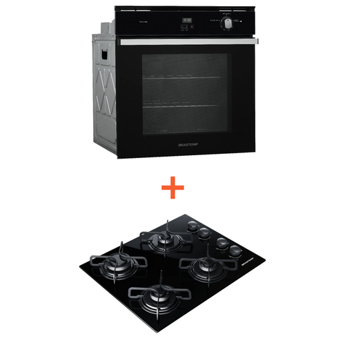 Combo Cooktop 4 bocas Brastemp + Forno de embutir a gás Brastemp (BDD61AE + BOA84AE) + BDD6_BOA8_CJ