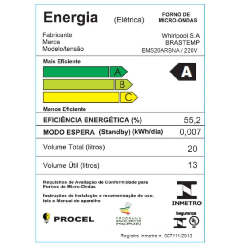 Brastemp_Micro_ondas_BMS20AR_Selo_Inmetro_220V