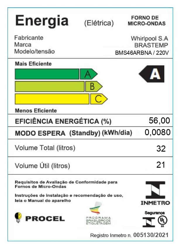 Brastemp_Micro_ondas_BMS46AR_Selo_Inmetro_220v