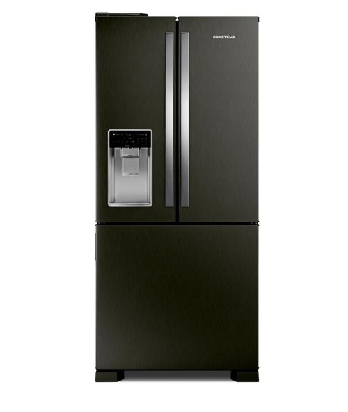 Geladeira Brastemp Eclipse Collection Frost Free Inverter French Door Água e Gelo na Porta 515 litros cor Black Inox - BRH85AE