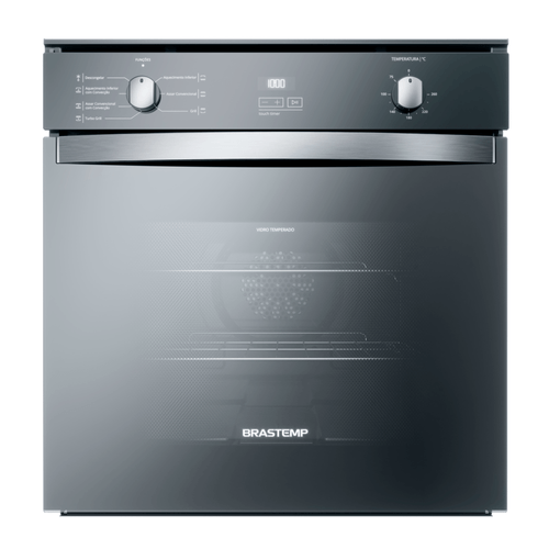 Forno de Embutir Elétrico Brastemp 84 Litros Cor Inox Espelhado com Convecção e Timer Touch - BOC84AR