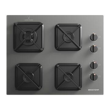 Cooktop 4 Bocas a Gás, Grades de Ferro Fundido e Chamas Especiais Cinza Brastemp - BDS62AS Bivolt
