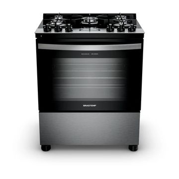 Fogão Brastemp 5 Bocas Cor Inox Com Mesa de Vidro, Turbo Chama e Timer - BFS5XAR BIVOLT